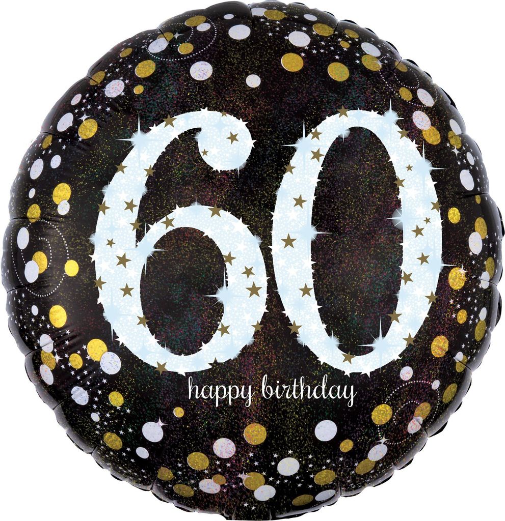 AMSCAN 3213201 Ballon en plastique Happy Birthday 60 - Ø 43 Image du produit 