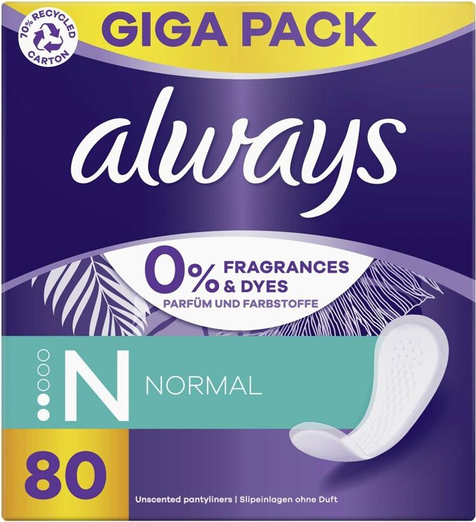 Always Slipeinlagen Immer Täglich Normal, dünn und bequem Produktbild 