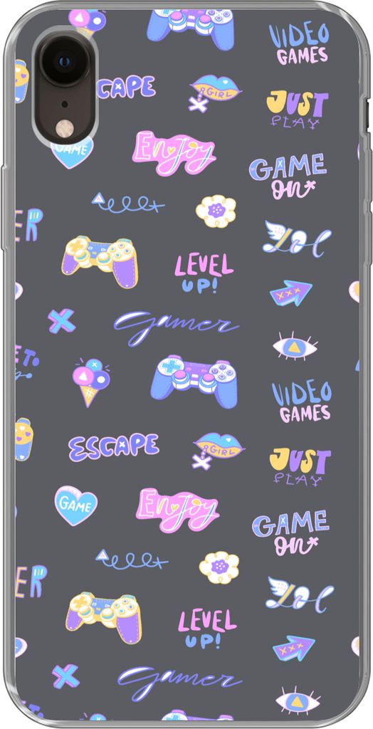 MuchoWow Handyhülle Schutzhülle Hülle für Telefoonhoesje iPhone XR Mädchen - Spiele - Konsole - Muster - Mädchen - Kinder - Kind - Kind Sil...