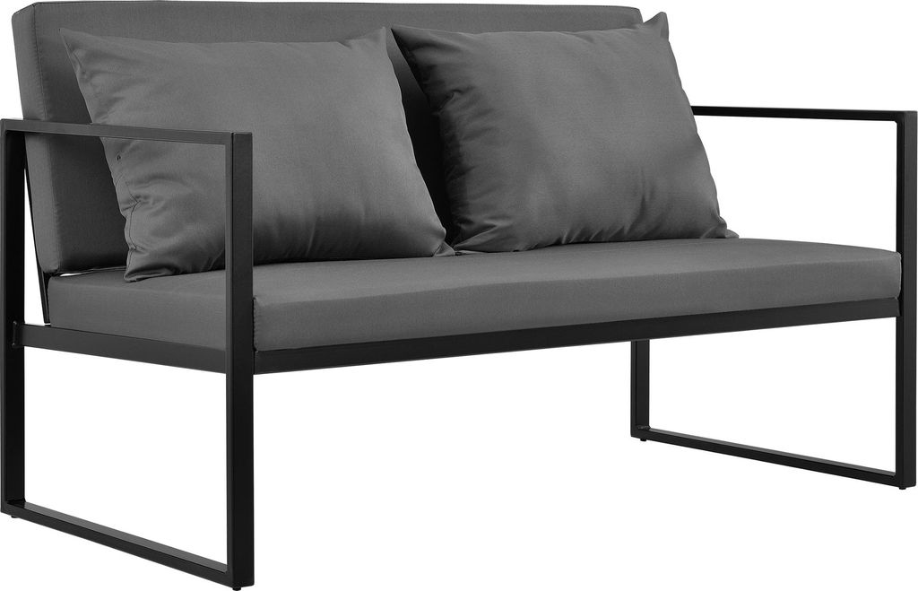 Gartenbank 70 x 114 x 60 cm Gartensofa Bank Parkbank Sitzbank Lounge Eisen Schwarz / Dunkelgrau