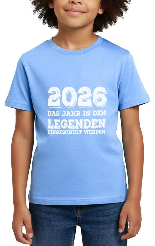 Spreadshirt Das Jahr In dem Legenden Eingeschult Werden Kinder T-Shirt, 122/128 (7-8 Jahre), Himmelblau