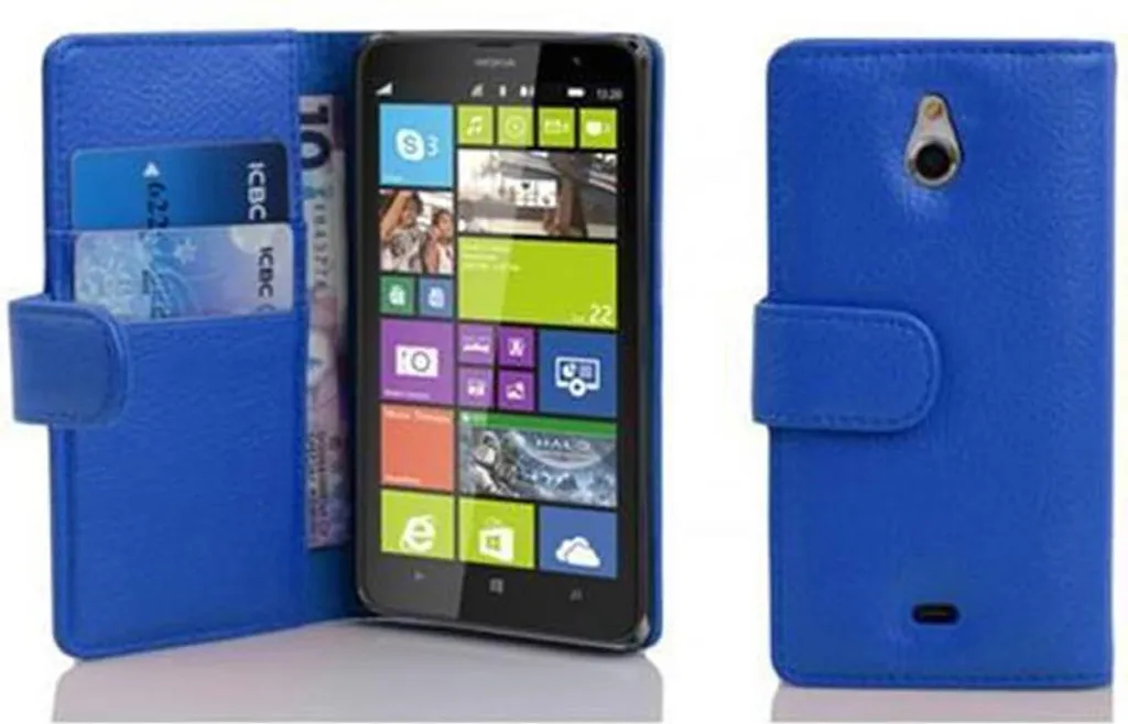 Cadorabo Custodia Nokia Lumia 1320 Blu - Protezione Similpelle Premium