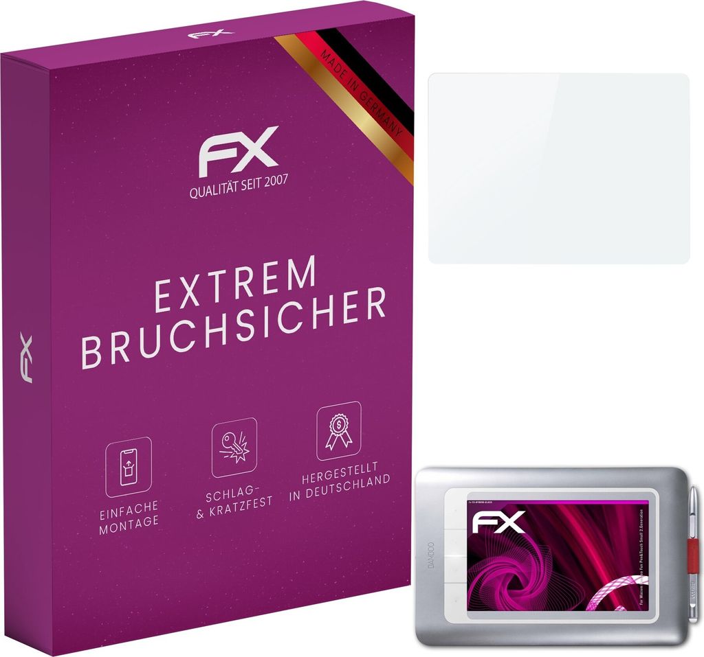 atFoliX FX-Hybrid-Glass Displayfolie kompatibel mit Wacom Bamboo Fun Pen&Touch Small (2.Generation) Glasfolie