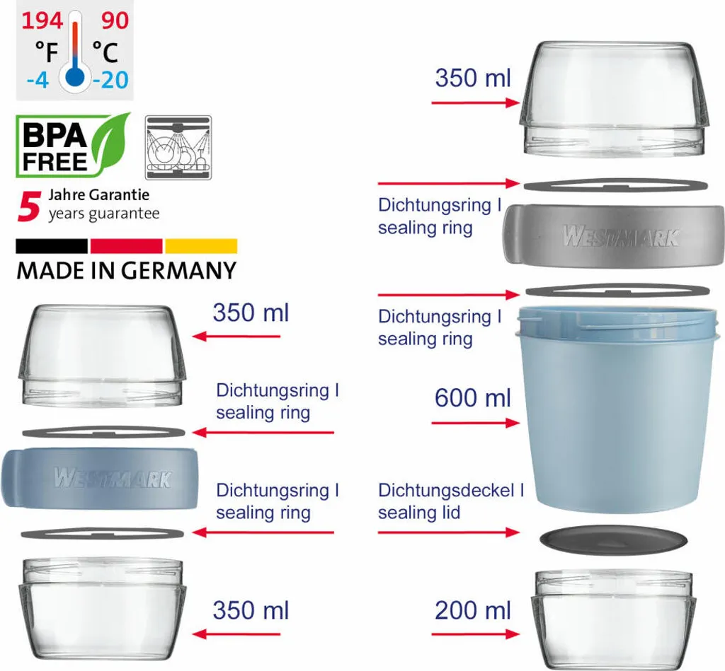 Westmark Bundle Blu 5287AO6B: Lunchpot + Pocketbox per Scuola e Ufficio - 8