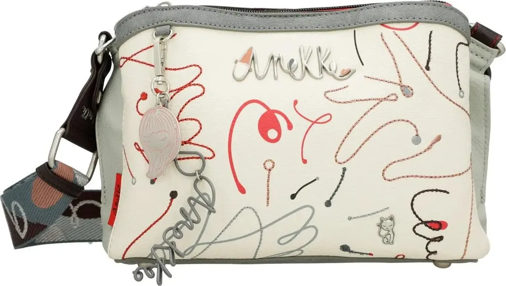 Anekke Sac Bandoulière Alma Gris - Sac à Main Femme avec Broderies Art