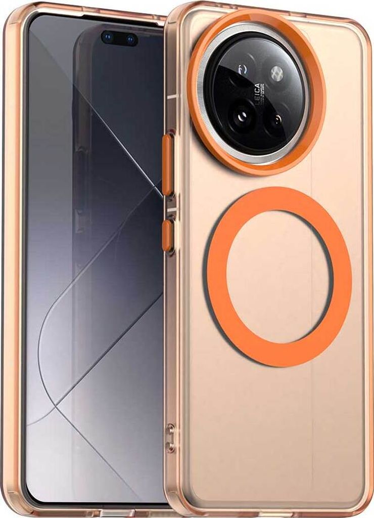 Magnetisch Hülle für Xiaomi 14 Civi / Civi 4 Pro, Schlank Durchscheinend Matt Stoßfest Handyhülle Orange