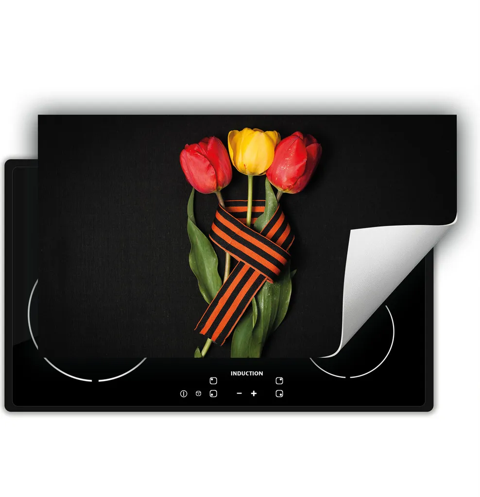 DarHaus 90x52 cm Coprifornelli Induzione Tulipani - Tappetino Antiscivolo
