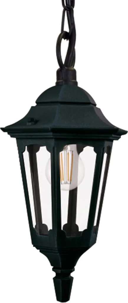 Suspension luminaire extérieur E27 noire Parish Elstead verre transparent