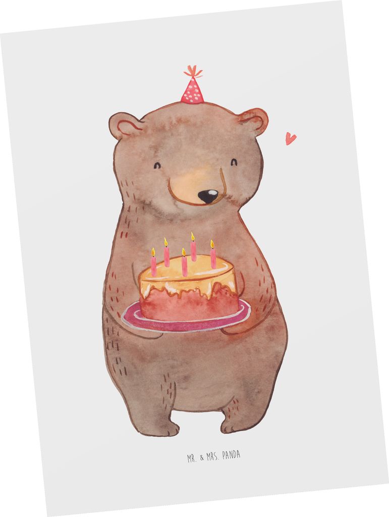 Mr. & Mrs. Panda Postkarte Bär Torte 40. Geburtstag - Weiß - Geschenk, Feiern, Postkarten, Grußkarte, einzelkarte, Party, Kuchen, Fotokarte, Ans...
