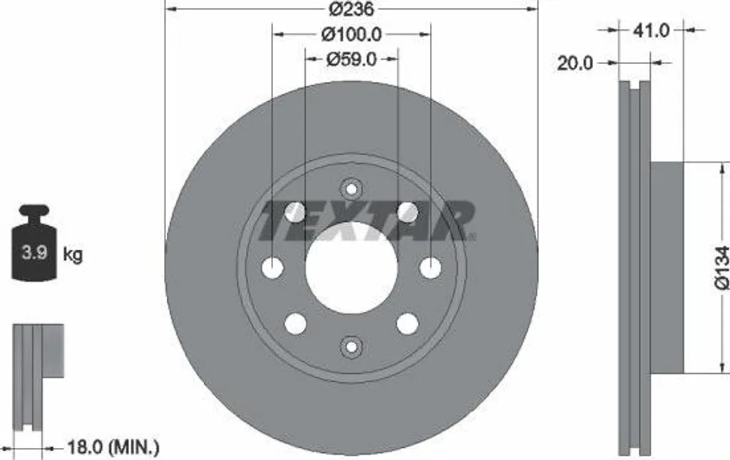 Kit freinage pour Chevrolet Aveo et Spark : Disque TEXTAR 92133403