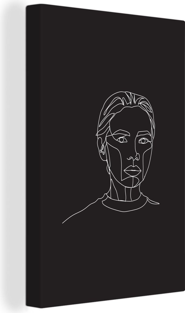 OneMillionCanvasses - Leinwandbilder - 90x140 cm, Strichzeichnung - Frau - Schwarz, Wandbilder Kunstdruck Wanddekoration - Foto auf Leinwand - Ge...
