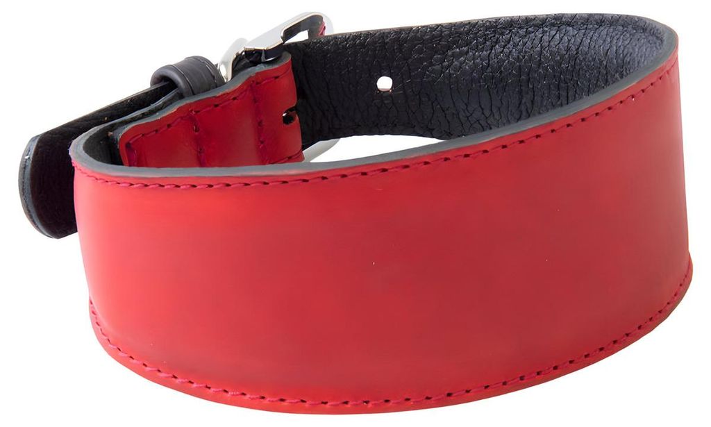Das Lederband Windhundhalsband Vancouver Red/Black, Länge: 57 cm / Breite: 40 mm