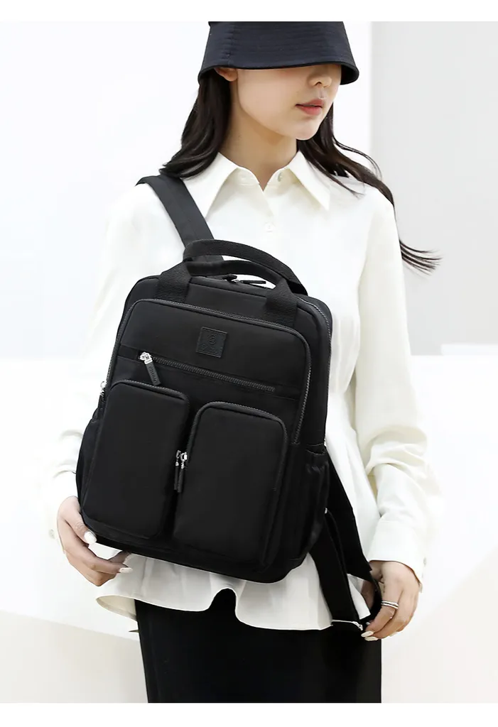 Sac à dos noir multifonctionnel INF avec compartiments de rangement - 3