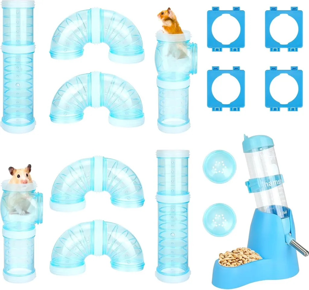 Tunnels pour hamsters modulables avec abreuvoir et accessoires - 58cm