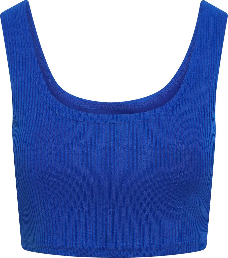 Malibu Flair Damen Cropped-Top mit figurbetontem Schnitt und geripptem Design in Blau