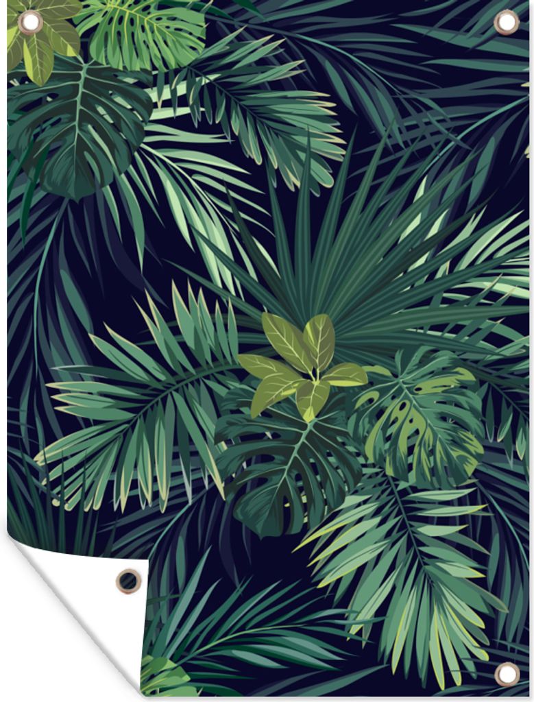 MuchoWow 90x120 cm Outdoor-Poster Gartendeko Sichtschutz Garten Poster für den Garten Dschungel - Muster - Laub - Jungen - Mädchen - Kinder
