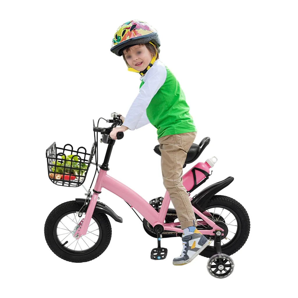 Premier vélo enfant 12 pouces rose avec roulettes de sécurité amovibles