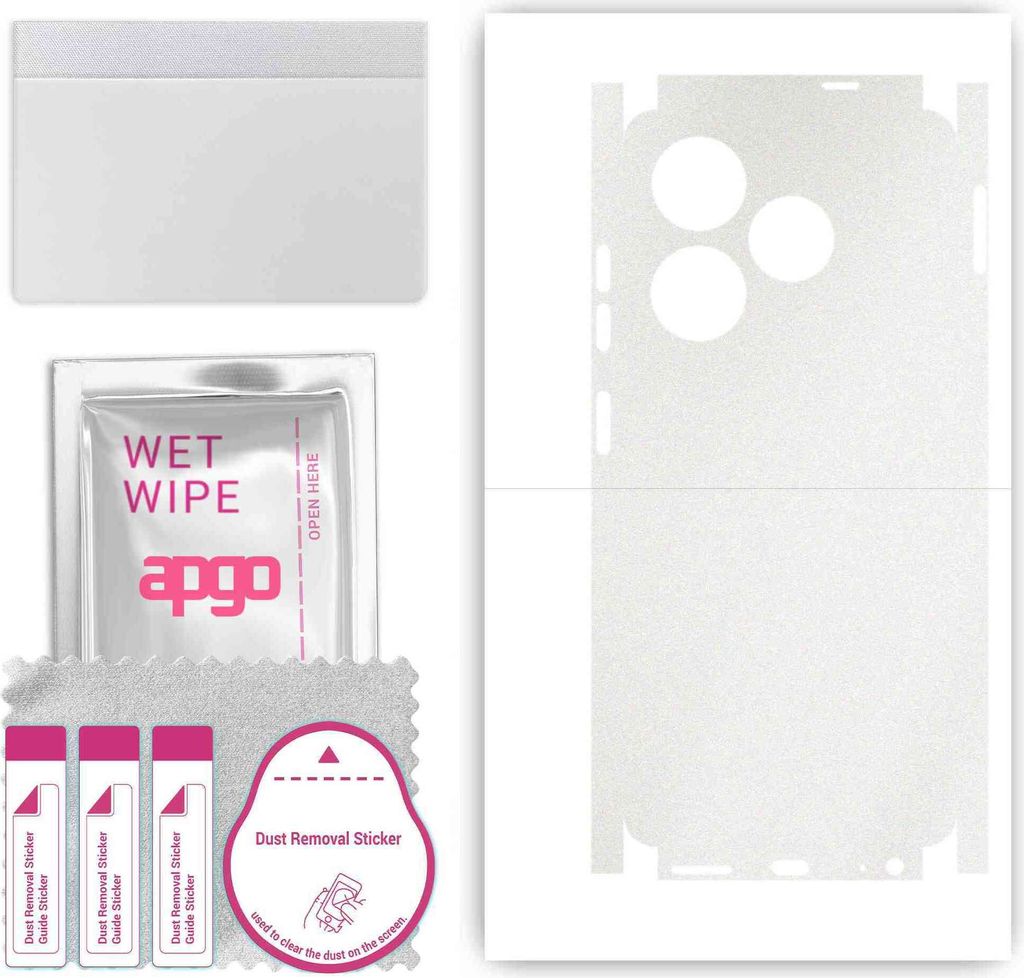 apgo Rückseite + Seiten Schutzfolie, Skin, kompatibel mit Tecno Spark Go 2024, Hinten Displayschutzfolie aus Vinylfolie, kratzfest, einfache Monta...