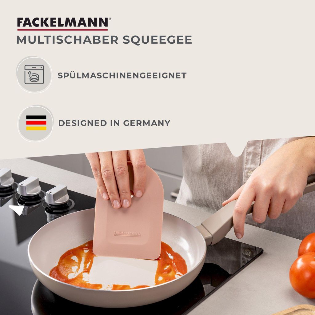 Fackelmann Multischaber "Squeegee" Blossom Harmony Ideal für Küche und Haushalt, 13,5 x 9,6 x 5 cm, Silikon, Mattes Apricot, spülmaschinengeeign...