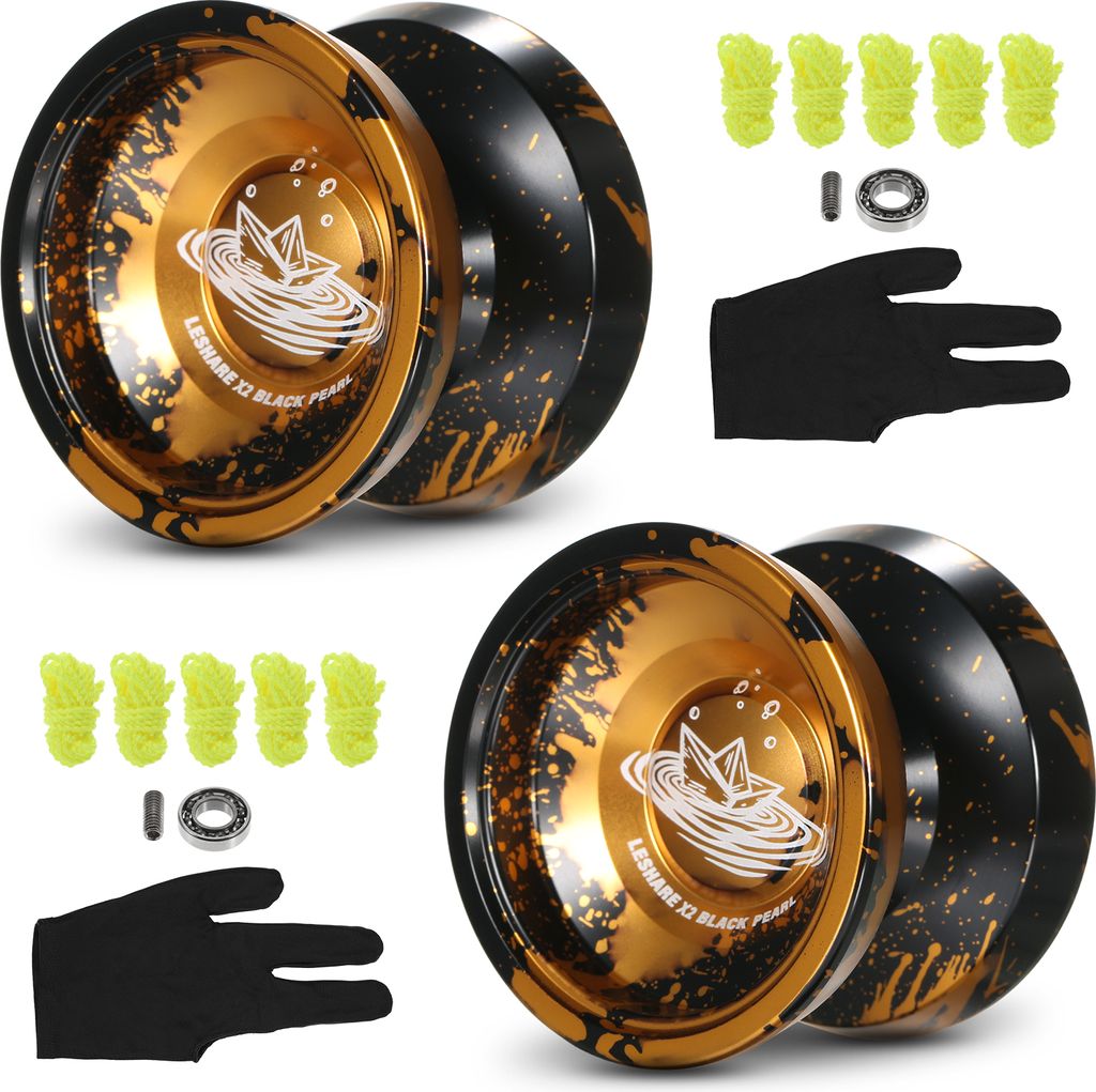 2er-Pack Aluminium-Yo-Yo-Kugeln Wettbewerbsfaehiges Yo-Yo-Geschenk mit Lagerschnueren und Handschuhen