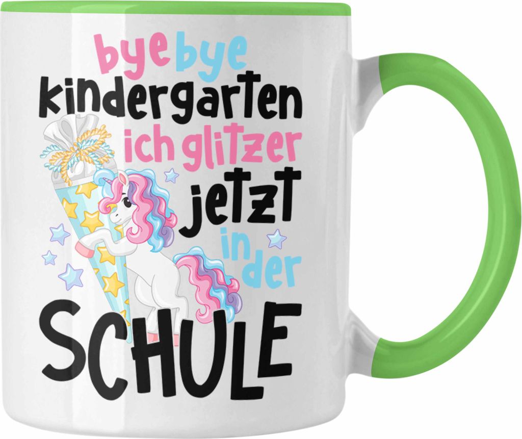 Trendation - Bye Bye Kindergarten Einschulung Mädchen Geschenk Tasse Schulstart 1. Schultag Schuleinführung Schulanfang Geschenkidee 2022 Schulki...
