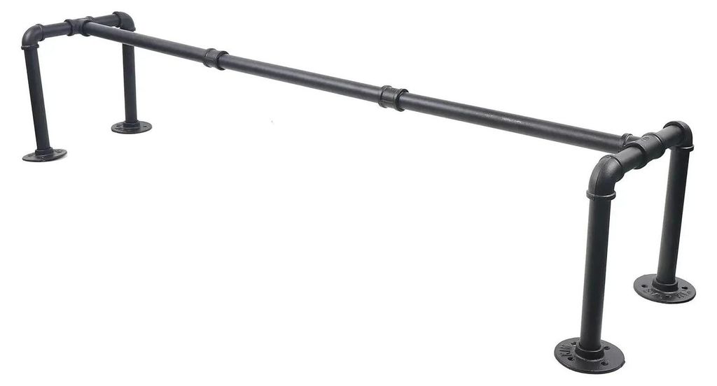 Wandmontierte Kleiderstange - Industrie-Rohr Garderobenstange - Edelstahl - 115 cm - Starr, nicht klappbar - Schwarz