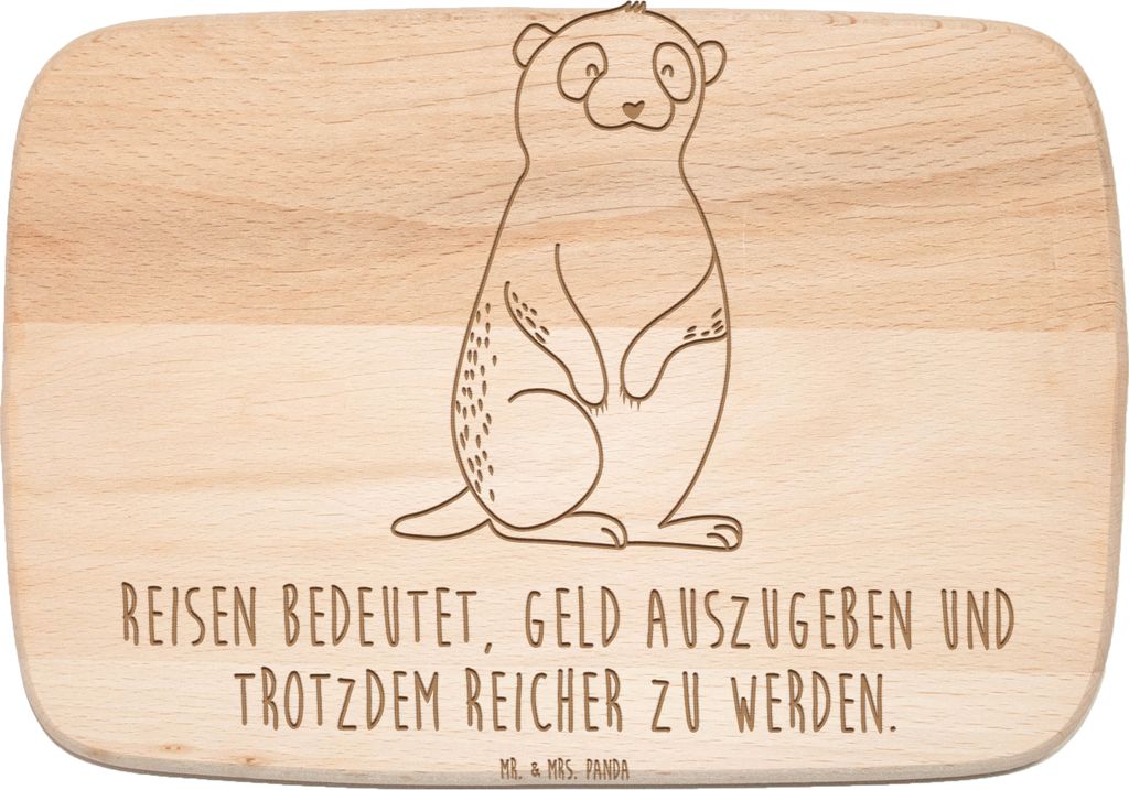 Mr. & Mrs. Panda Massivholz Schneidebrett Erdmännchen - Transparent - Geschenk, Frühstücksbrettchen, Afrika, Spruch, Frühstücksbrett, Holzbret...