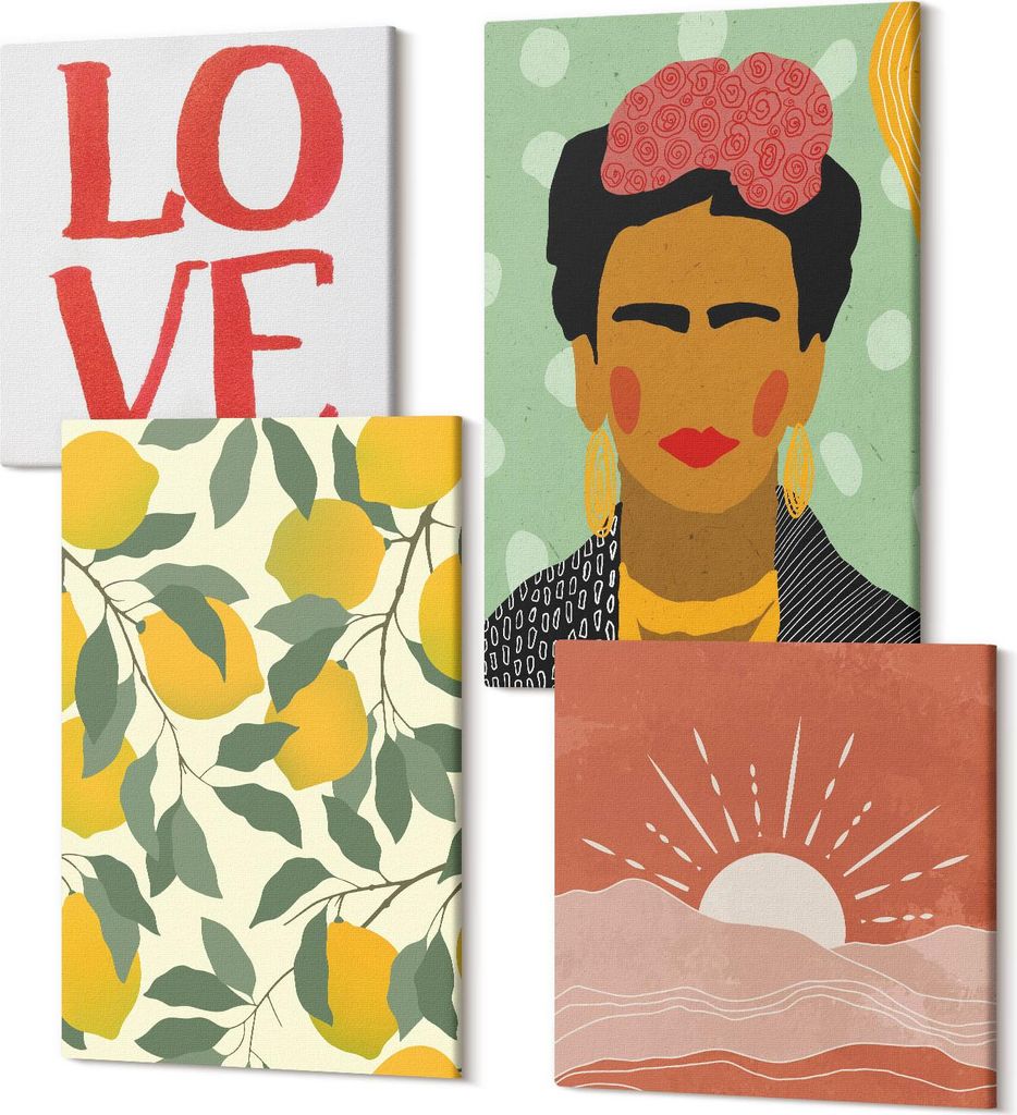 Leinwandbilder Mehrteilig 4-teilig – Modernes Design – Hochwertiger Polycanvas Kunstdruck – Wanddekoration & Wandkunst – Bilder für Zuhaus...