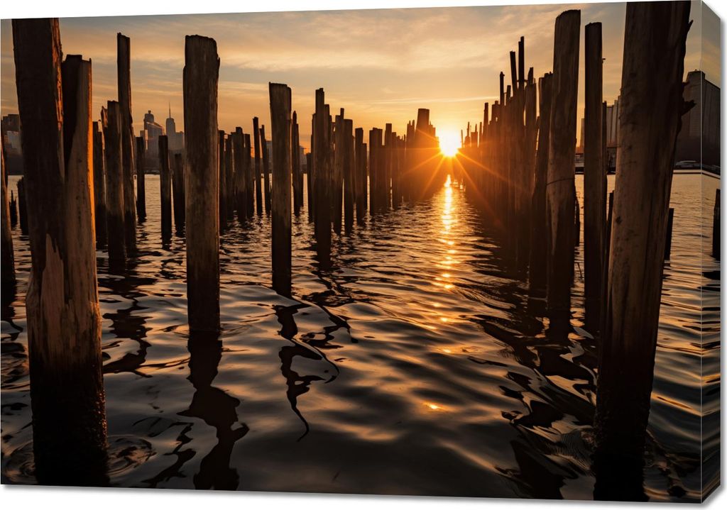 Bild 100x70cm Sonnenuntergang bei Palmen