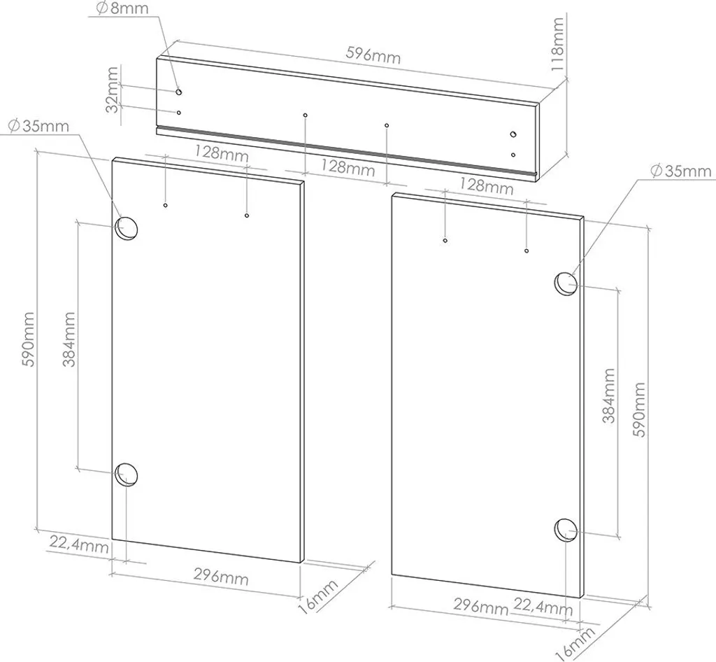 Façade de remplacement Vicco R-Line Anthracite pour meuble tiroir 60x71