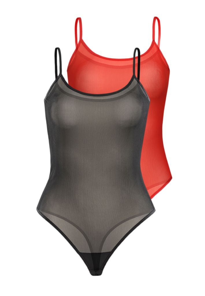Teyli Mesh-Bodysuit mit dünnen Trägern Sophi Female 2433-2_bl-re mehrfarbig XS