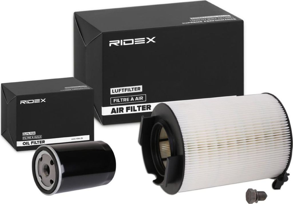 RIDEX Filterset Inspektionspaket Filtersatz für VW Golf IV Schrägheck (1J1) GOLF VI (5K1) Golf V Schrägheck (1K1) TOURAN (1T1, 1T2) Passat Variant