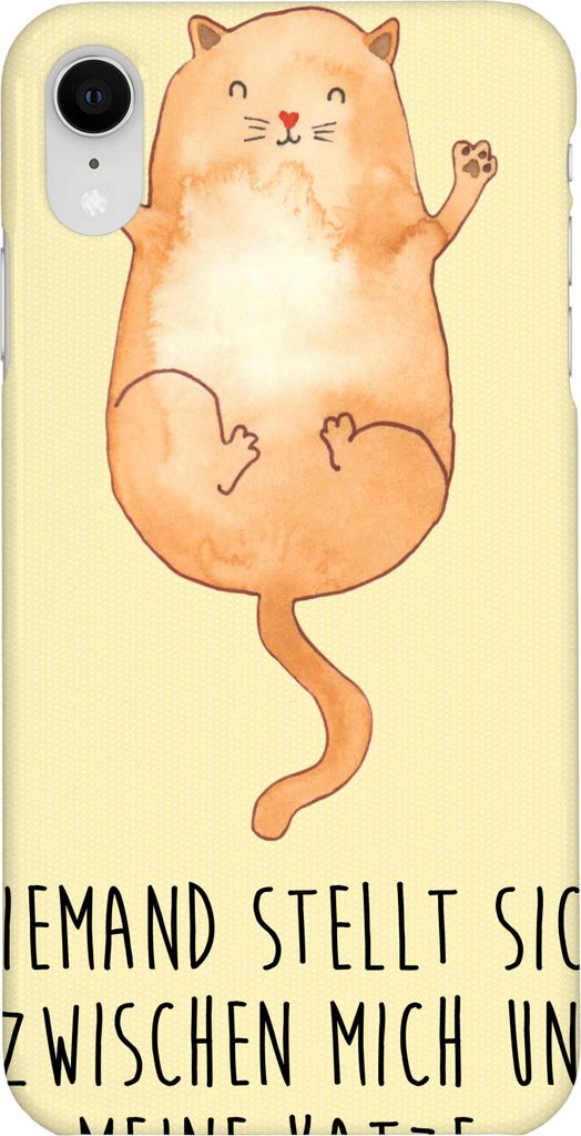 Mr. & Mrs. Panda Iphone XR Handyhülle Katze Umarmen - Gelb Pastell - Geschenk, Katzen, Premium Kunststoff, Handy Case, Liebe, Cat, Cats, Haustier