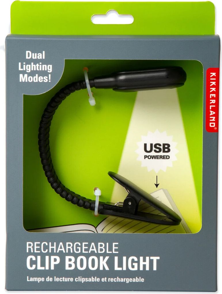 Kikkerland Rechargeable Clip Book Light Black