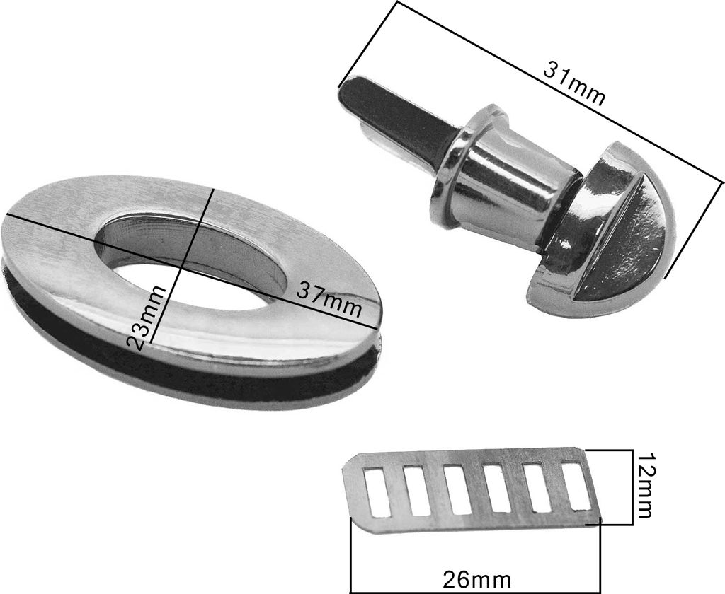 Set Metall Mappenverschluss Drehverschluss Mappe 27x30mm oval, Deine Farbwahl, Farbe:silber