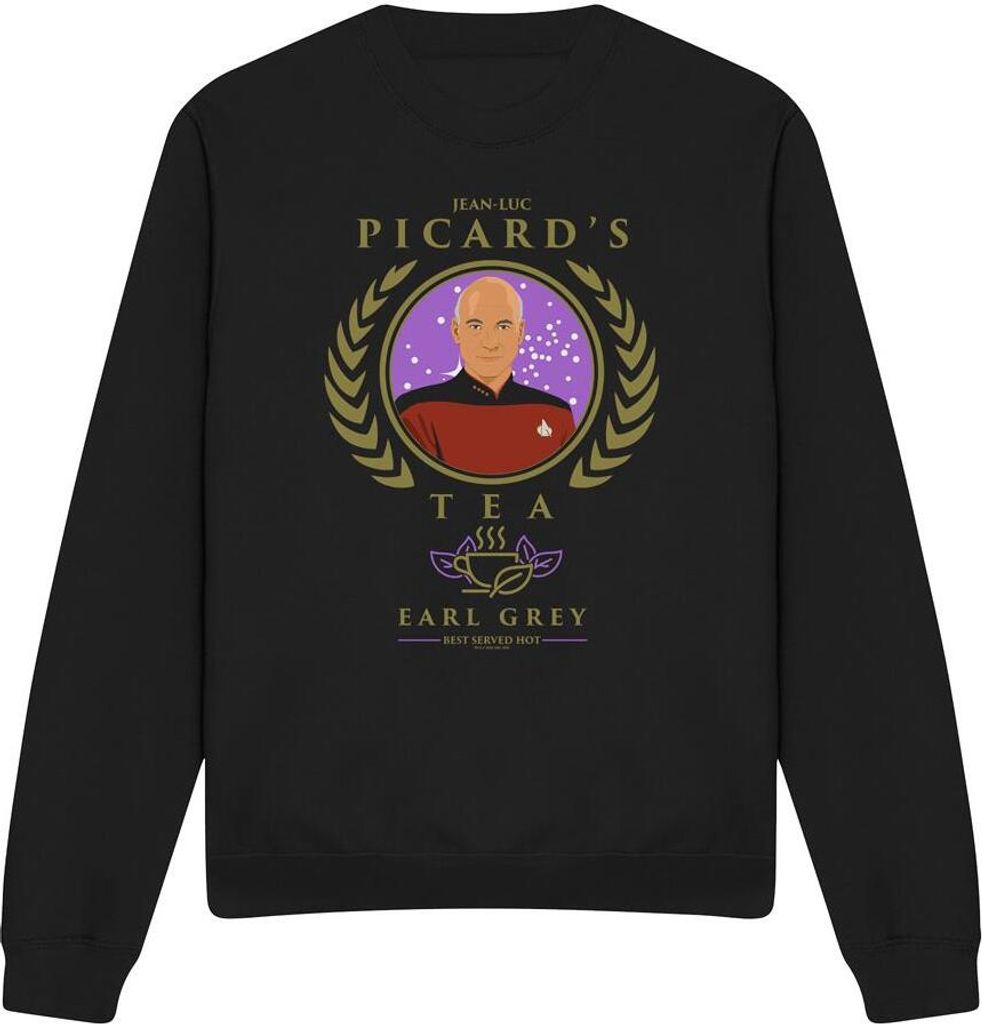 Star Trek: The Next Generation - "Tea. Earl Grey. Hot" Sweatshirt für Herren/Damen Uni TV12142 (XL) (Schwarz)