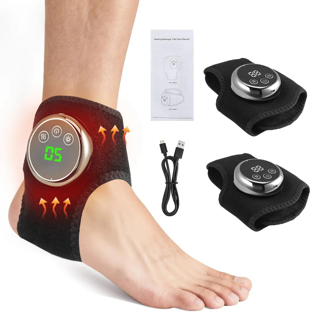 Soulagement douleur cheville par vibration et chaleur - 1 paire noir