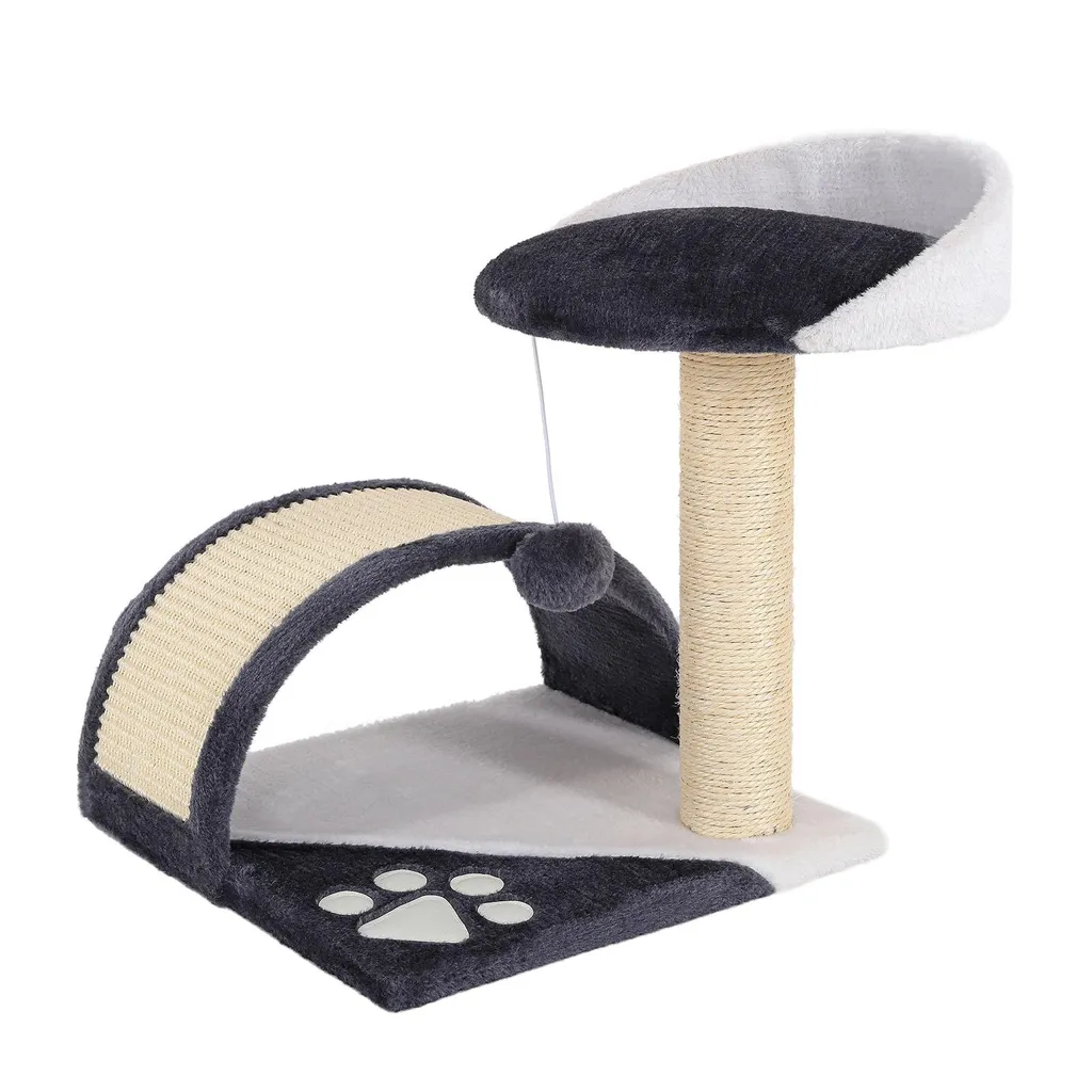 Arbre à chat peu encombrant pour appartement avec arche de toilettage