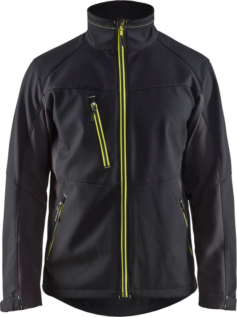 Blakläder Softshell Jacke Mittelgrau/Schwarz 4950 2516, Farbe:schwarz/gelb, Größe:XL