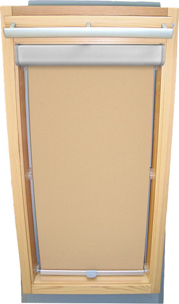 Rollo für VELUX Dachfenster Abdunkelung Komfort Premium mit Blende und Haltekrallen GGU/GPU - M08 - beige-karamell