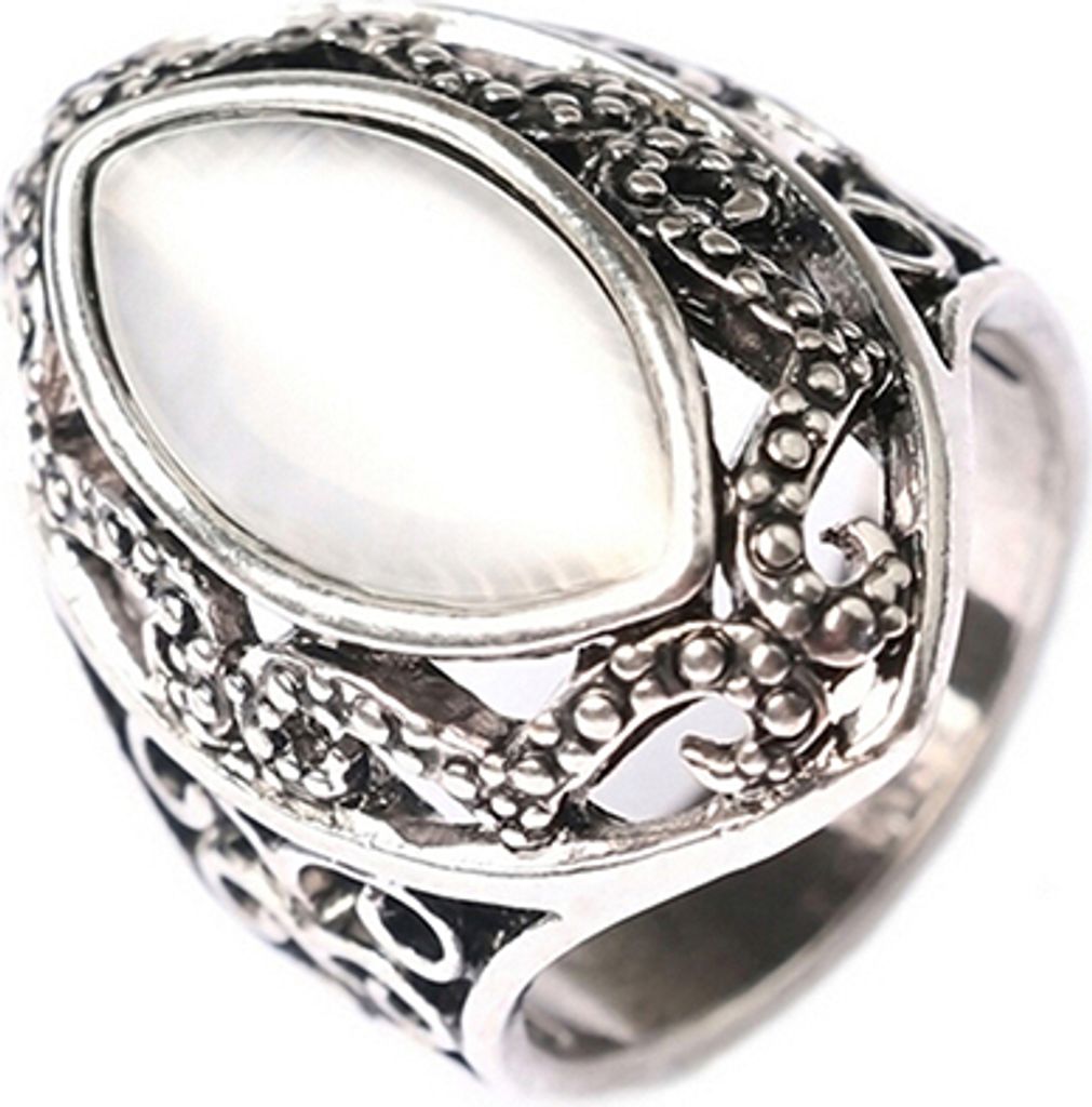 r königlicher Stil für Damen, hohl, großer Harz-Opal, Party-Ehering-Schmuck-Silber 19#