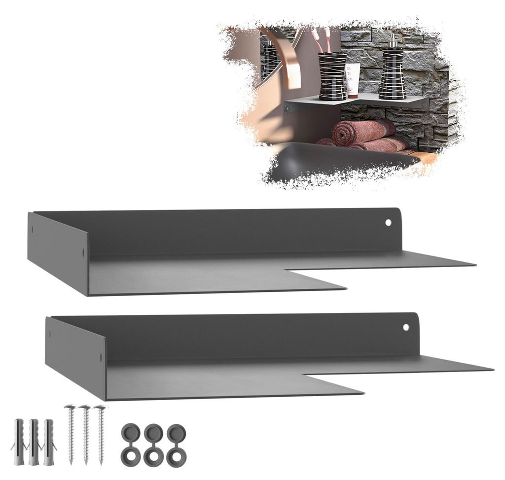 SOTECH Wandeckregal HOVER-XII 250 x 250 x 30 mm anthrazit (2 Stück)