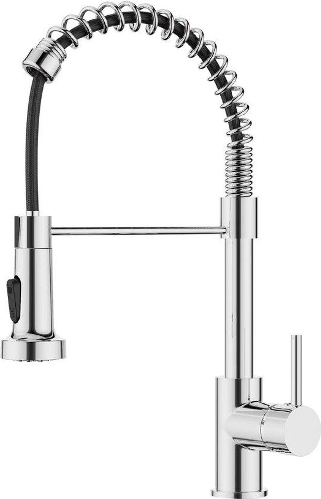 Keukenmengkraan mit Umlenkbarer Dusche, Eingreifender Mengkran, 360-Grad-Drehbar und Doppel-Funktions-Dusche, Polierter Chrom
