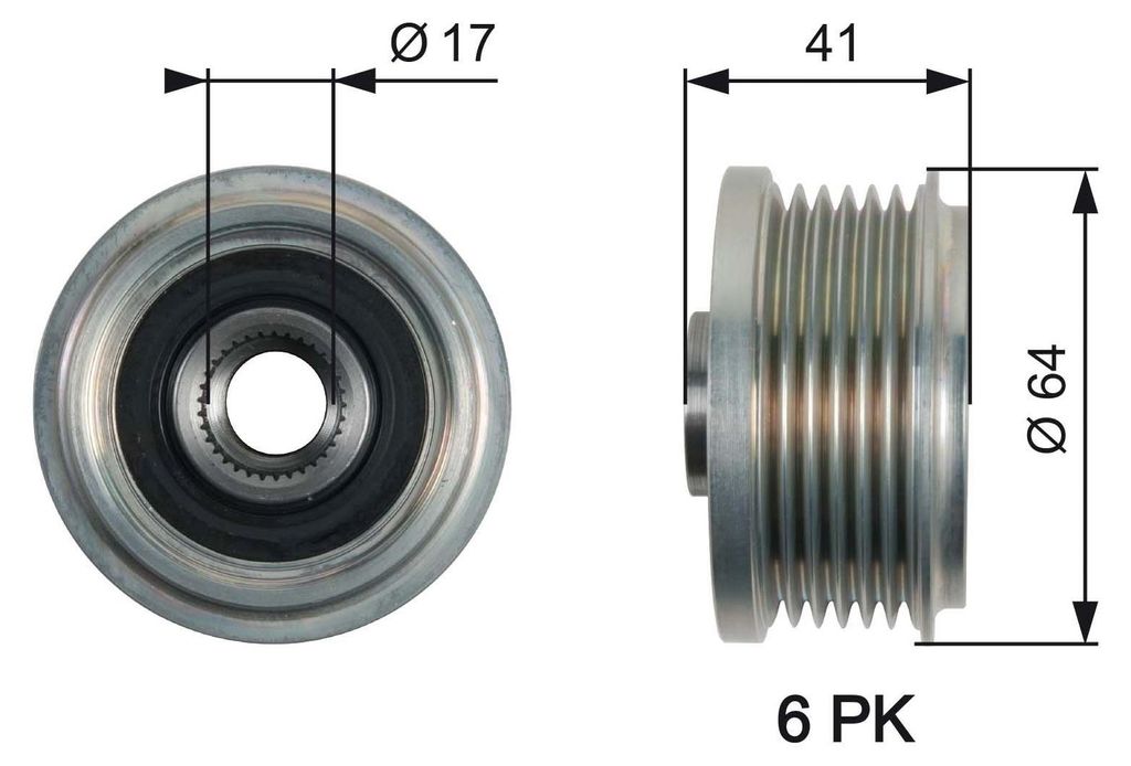 GATES Generatorfreilauf Riemenscheibe Lichtmaschine für OPEL Mokka / Mokka X (J13) Ø64mm