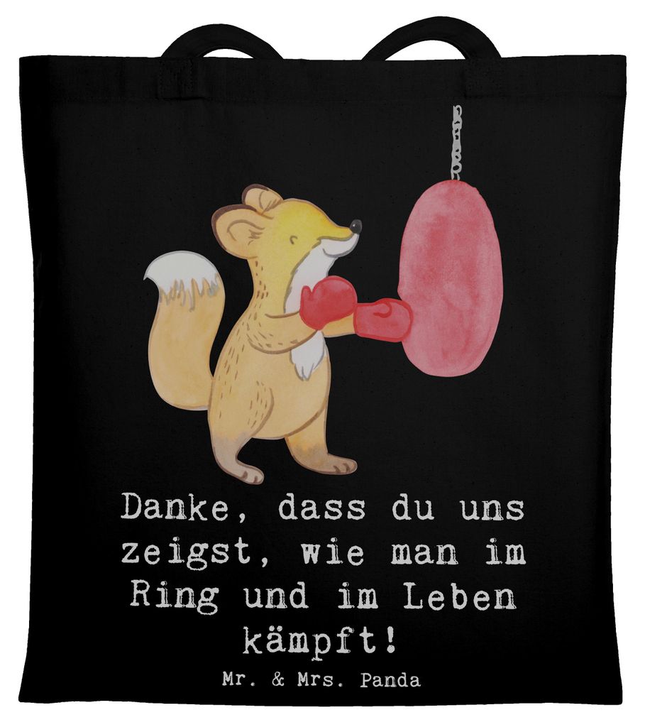 Mr. & Mrs. Panda Tote Bag Boxen Trainerin - Schwarz - Geschenk, Sportart, Frauenboxen, Mentale Stärke, Danke, Personal Trainer, Ratschläge, Stoff...
