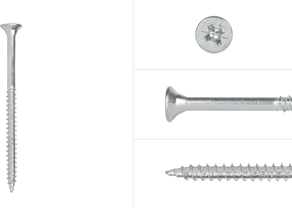 Spanplattenschrauben Verzinkt 6 x 80 mm Pozidrive Teilgewinde - Schachtel mit 100 Stück Schrauben