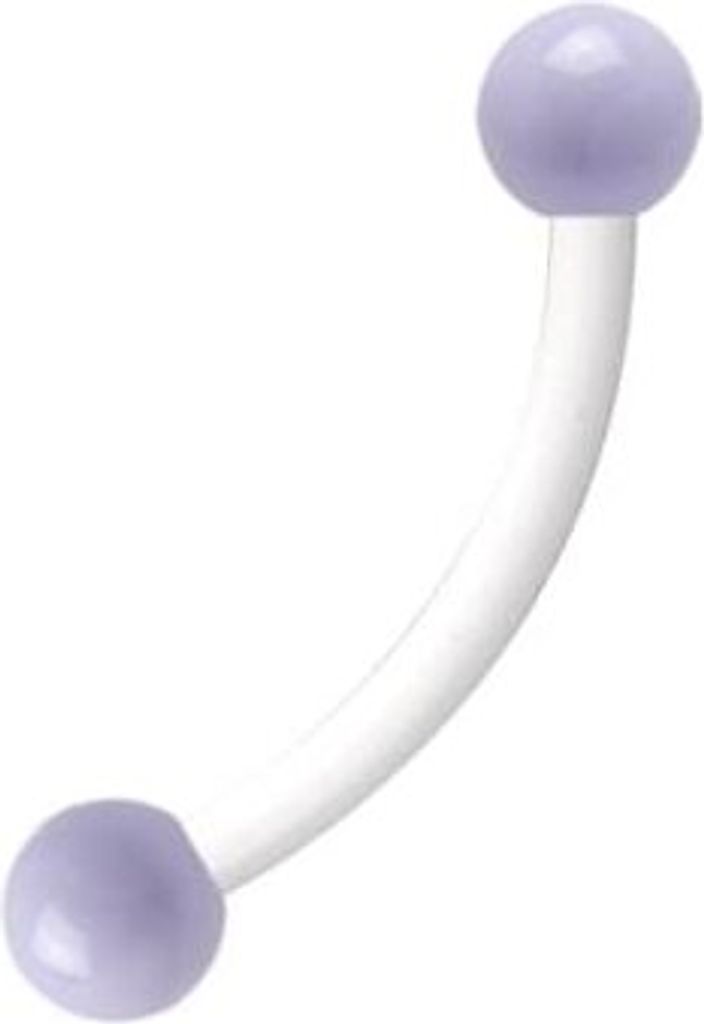 Augenbrauen Bioplast Piercing in Weiss mit Edelstahl Kugeln 3mm Lila Emailliert - F-EBBBN.WH.LIL 1,2mm - 8.0 Millimeter