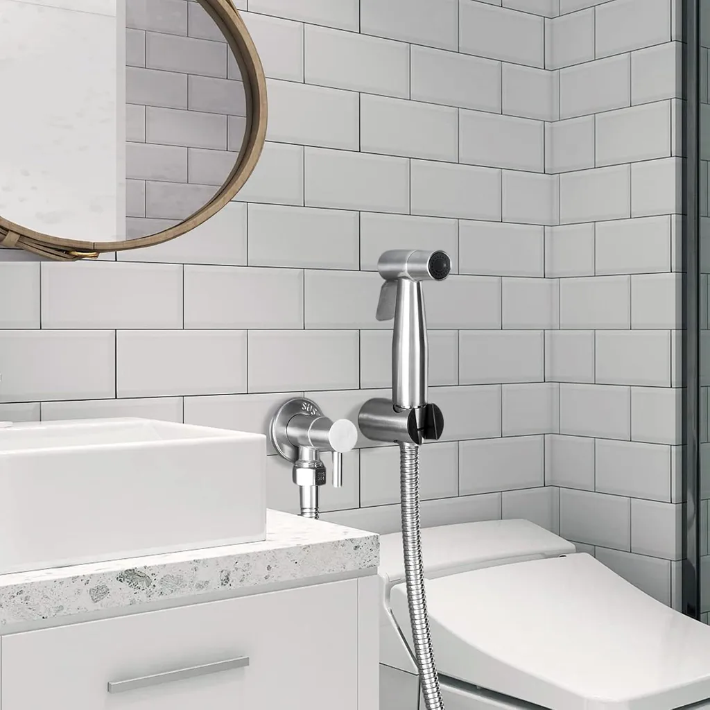 Douchette de Toilettes WC avec Seringue Manuelle Inox pour la Maison