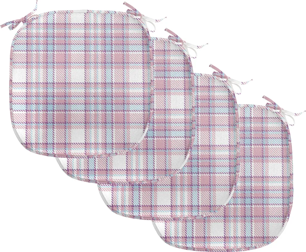 ABAKUHAUS Lot de 4 Coussins de Chaise à Carreaux Anglais Violets 40x40