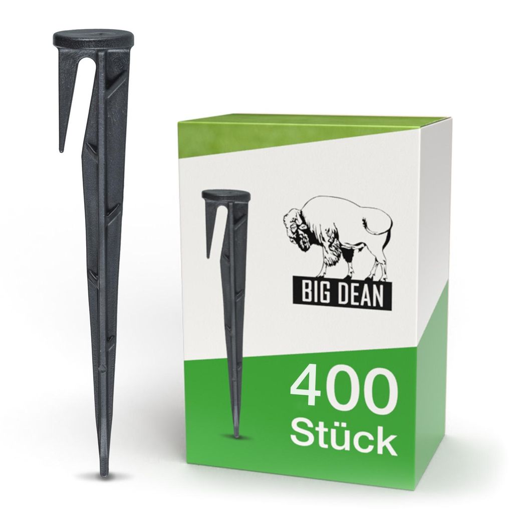 BigDean 400x Erdnägel für Mähroboter Begrenzungskabel - Verlegehilfe Erdspieße Begrenzungsdraht Heringe Erdhaken Rasenroboter - Kompatibel für...